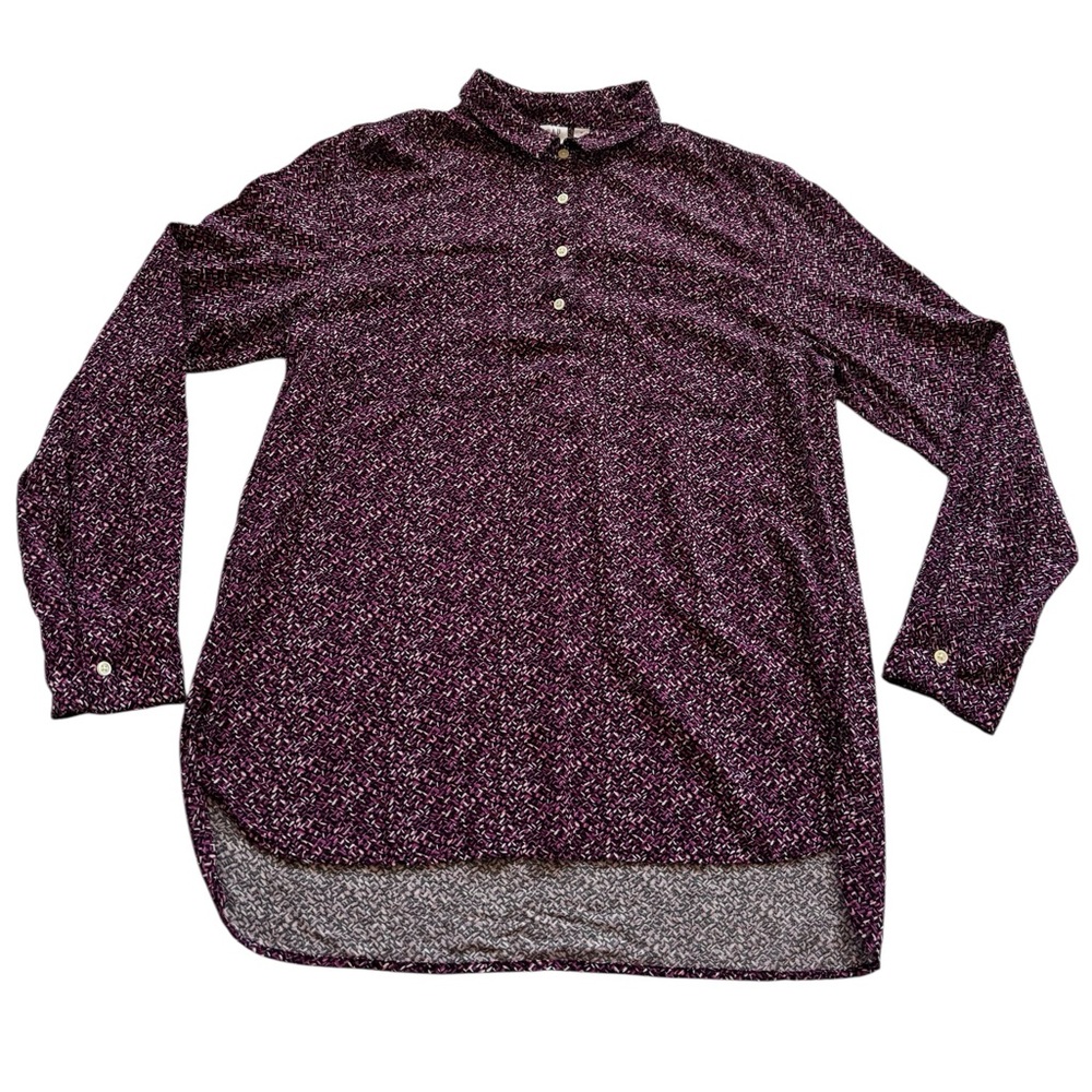 Gap Shirt Women’s M Purple Pink Long Sleeve Collared Half Button Popover Rayon